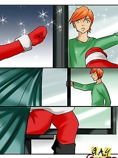 Redhead gay boy gets his crack probed by Santa...